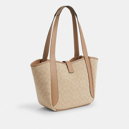 Hadley Turnlock Tote Bag With Signature Canvas Signature Canvas-Im-Dark Natural Multi Signature Canvas-Im-Dark Natural Multi
