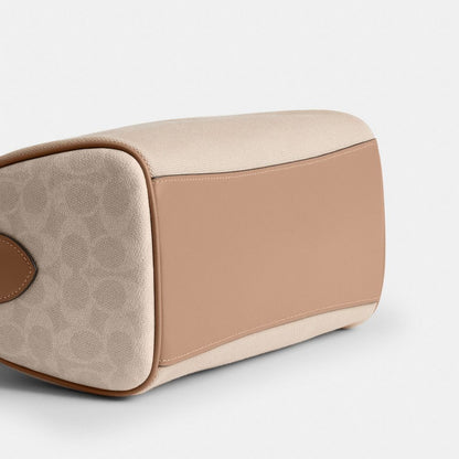 Coach Rowan Satchel Bag In Colorblock Gold Dark Natural Multi