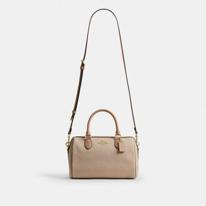 Coach Rowan Satchel Bag In Colorblock Gold Dark Natural Multi