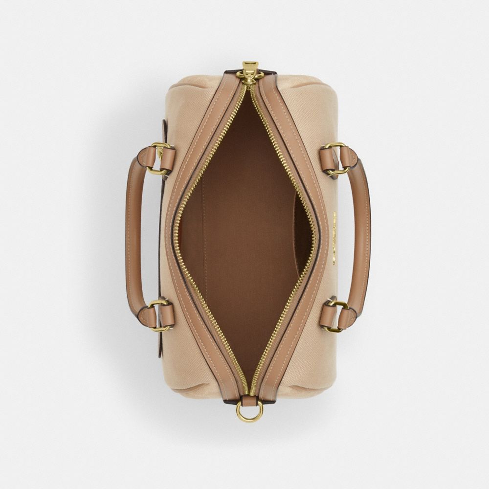 Coach Rowan Satchel Bag In Colorblock Gold Dark Natural Multi