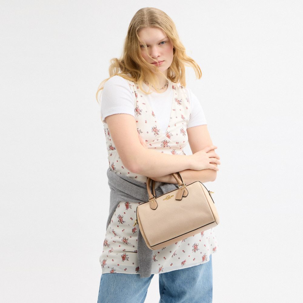 Coach Rowan Satchel Bag In Colorblock Im Dark Natural Multi