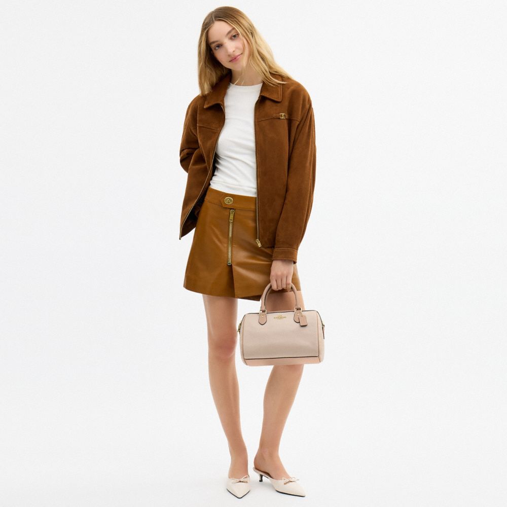 Coach Rowan Satchel Bag In Colorblock Gold Dark Natural Multi