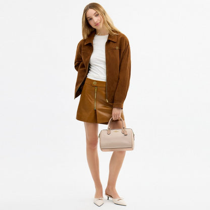 Coach Rowan Satchel Bag In Colorblock Gold Dark Natural Multi
