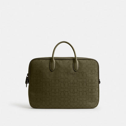 Coach Theo Work Bag In Signature Jacquard Olive Drab