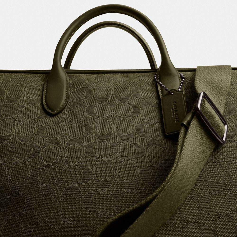 Coach Theo Work Bag In Signature Jacquard Olive Drab