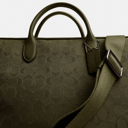 Coach Theo Work Bag In Signature Jacquard Olive Drab