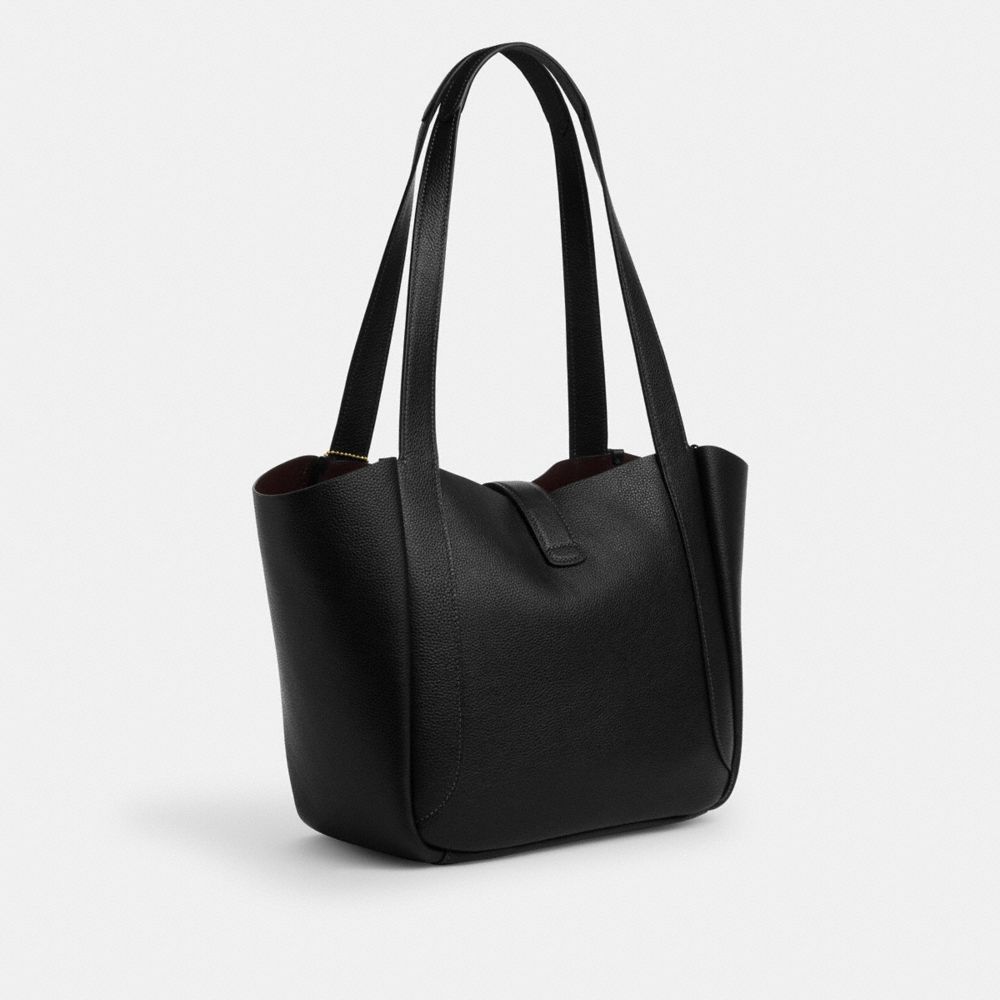 Hadley Turnlock Tote Bag Pebbled Leather-Gold-Black Pebbled Leather-Gold-Black