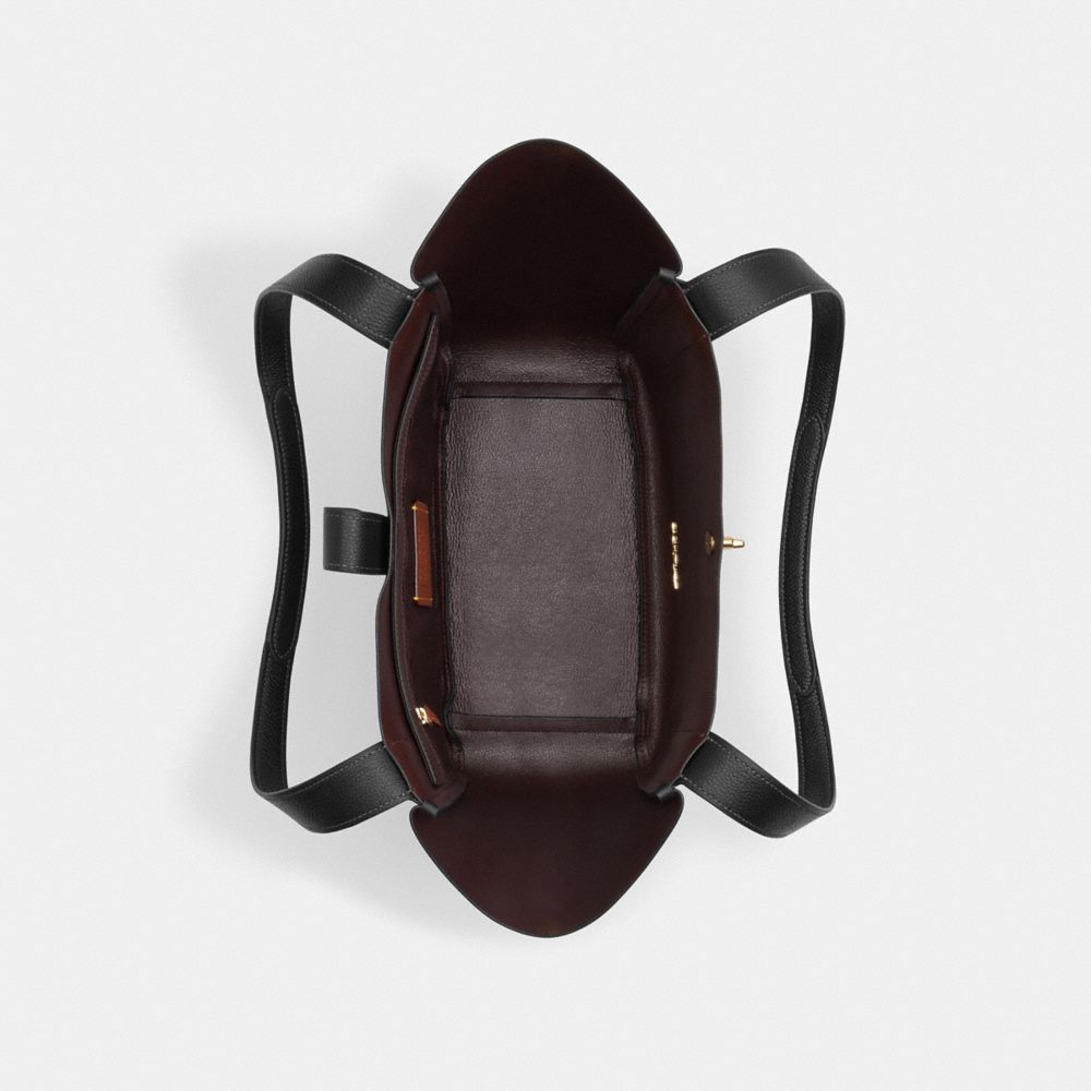 Hadley Turnlock Tote Bag Pebbled Leather-Gold-Black Pebbled Leather-Gold-Black
