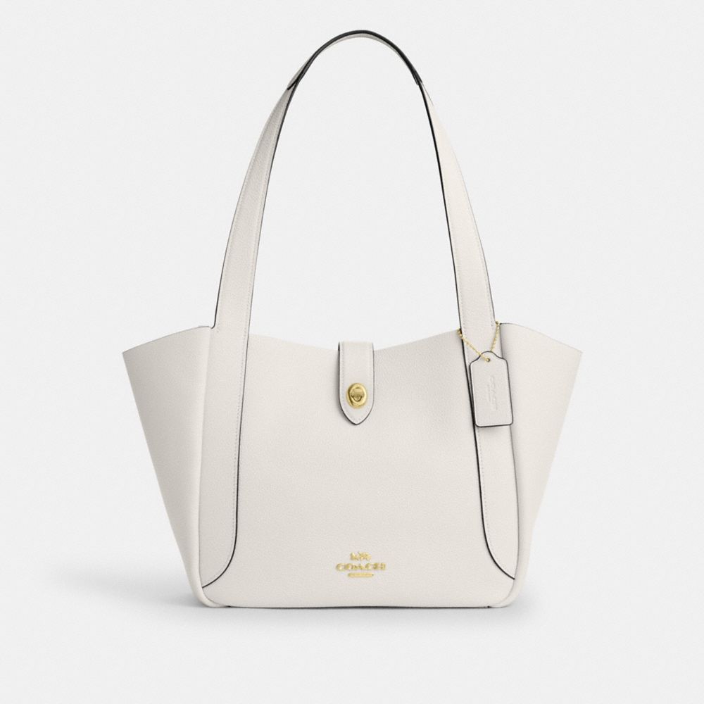 Hadley Turnlock Tote Bag Pebbled Leather-Gold-Chalk Pebbled Leather-Gold-Chalk
