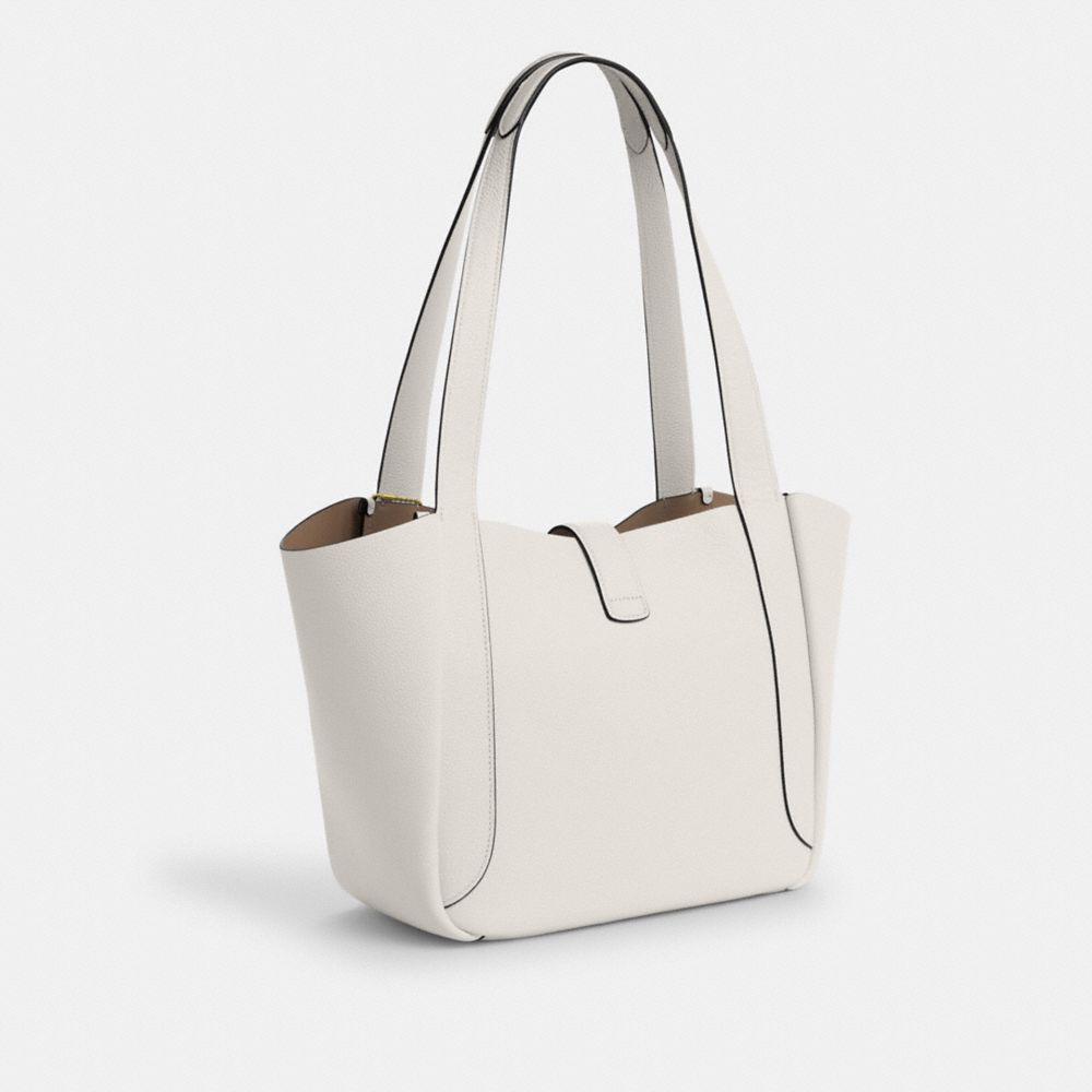 Hadley Turnlock Tote Bag Pebbled Leather-Gold-Chalk Pebbled Leather-Gold-Chalk