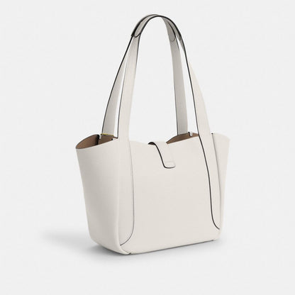 Hadley Turnlock Tote Bag Pebbled Leather-Gold-Chalk Pebbled Leather-Gold-Chalk
