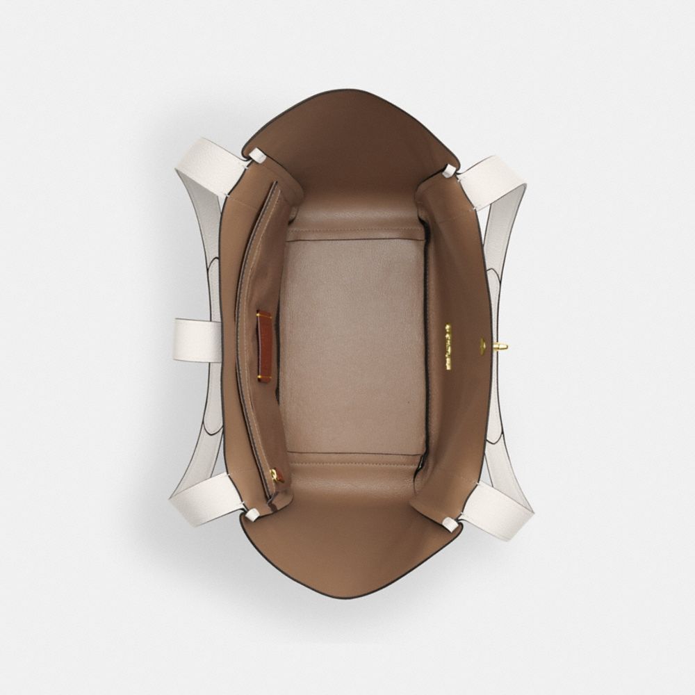 Hadley Turnlock Tote Bag Pebbled Leather-Gold-Chalk Pebbled Leather-Gold-Chalk