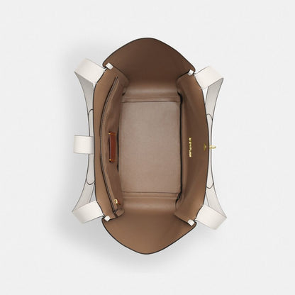 Hadley Turnlock Tote Bag Pebbled Leather-Gold-Chalk Pebbled Leather-Gold-Chalk