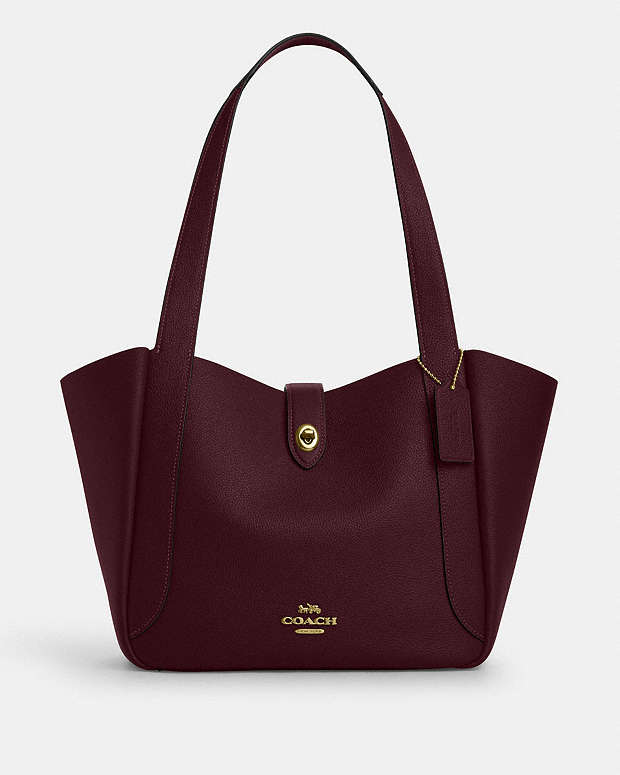 Hadley Turnlock Tote Bag Pebbled Leather-Im-Dark Wine Pebbled Leather-Im-Dark Wine