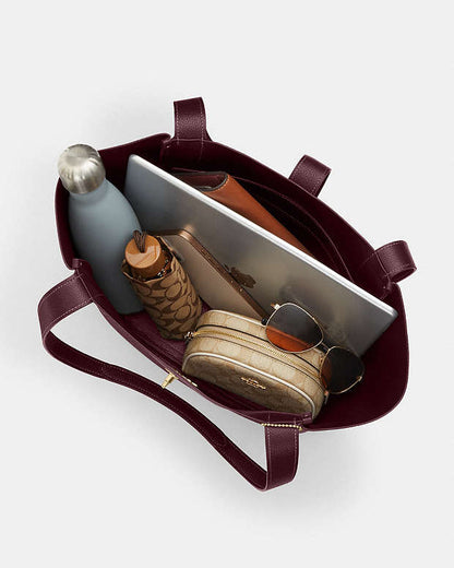 Hadley Turnlock Tote Bag Pebbled Leather-Im-Dark Wine Pebbled Leather-Im-Dark Wine