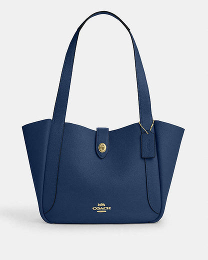 Hadley Turnlock Tote Bag Pebbled Leather-Gold-Deep Blue Pebbled Leather-Gold-Deep Blue