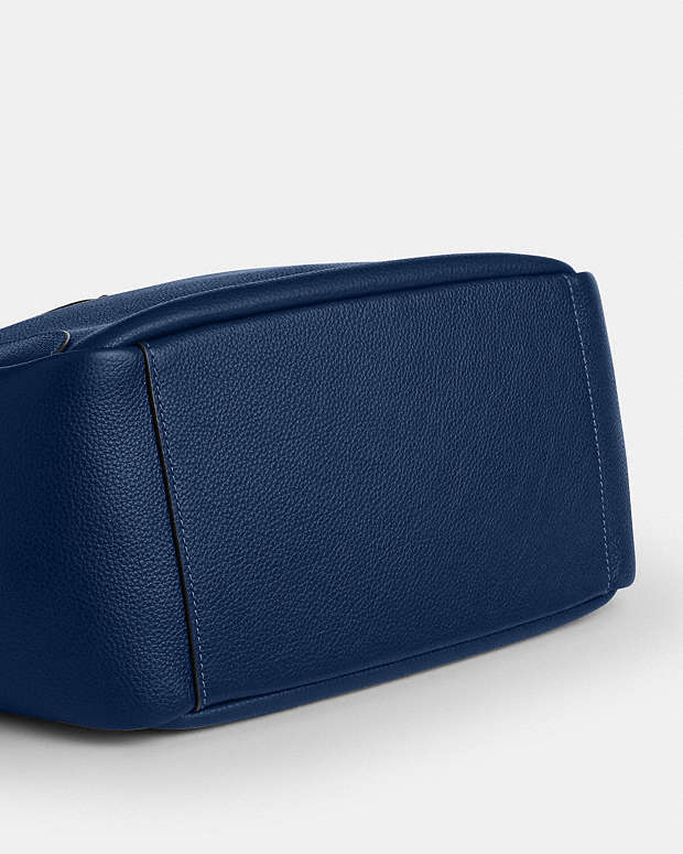 Hadley Turnlock Tote Bag Pebbled Leather-Gold-Deep Blue Pebbled Leather-Gold-Deep Blue
