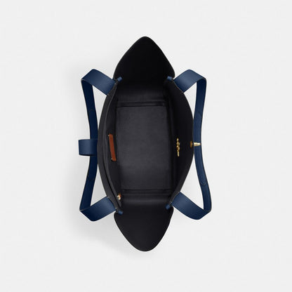 Hadley Turnlock Tote Bag Pebbled Leather-Gold-Deep Blue Pebbled Leather-Gold-Deep Blue