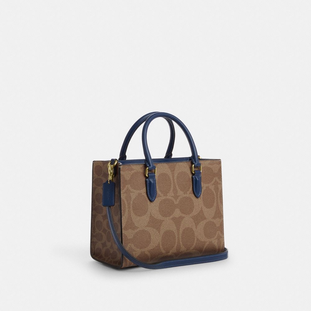 Maggie Small Tote Bag In Signature Canvas Im-Tan-Deep Blue Im-Tan-Deep Blue