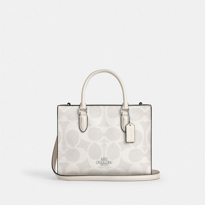 Coach Maggie Small Tote Bag In Signature Canvas Silver White Chalk