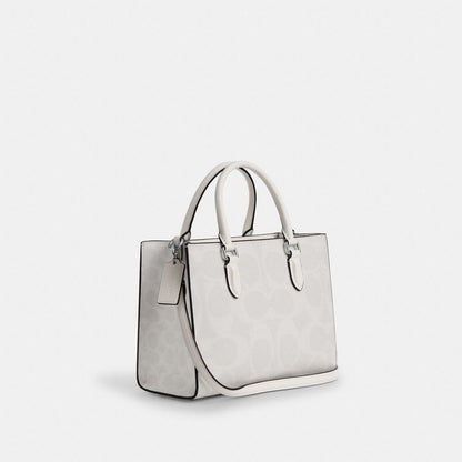 Coach Maggie Small Tote Bag In Signature Canvas Silver White Chalk