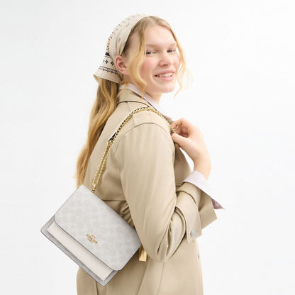 Coach Klare Crossbody Bag In Signature Canvas Gold White Chalk