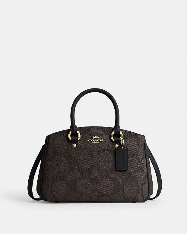 Savannah Small Carryall Bag In Signature Canvas Signature Canvas-Gold-Walnut-Black Signature Canvas-Gold-Walnut-Black