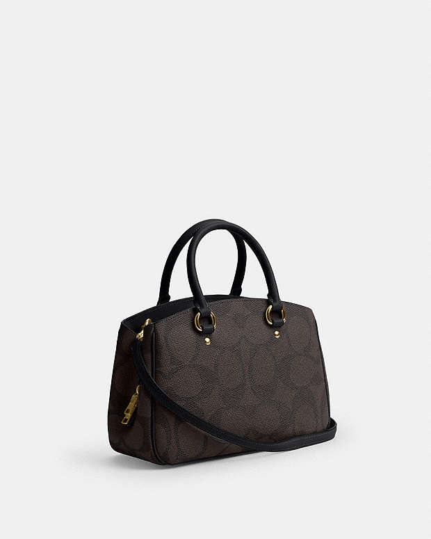 Savannah Small Carryall Bag In Signature Canvas Signature Canvas-Gold-Walnut-Black Signature Canvas-Gold-Walnut-Black