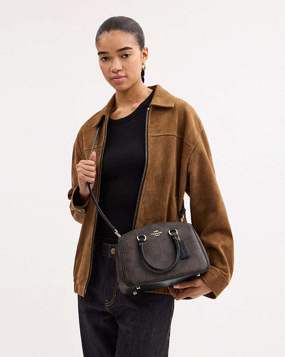 Savannah Small Carryall Bag In Signature Canvas Signature Canvas-Gold-Walnut-Black Signature Canvas-Gold-Walnut-Black