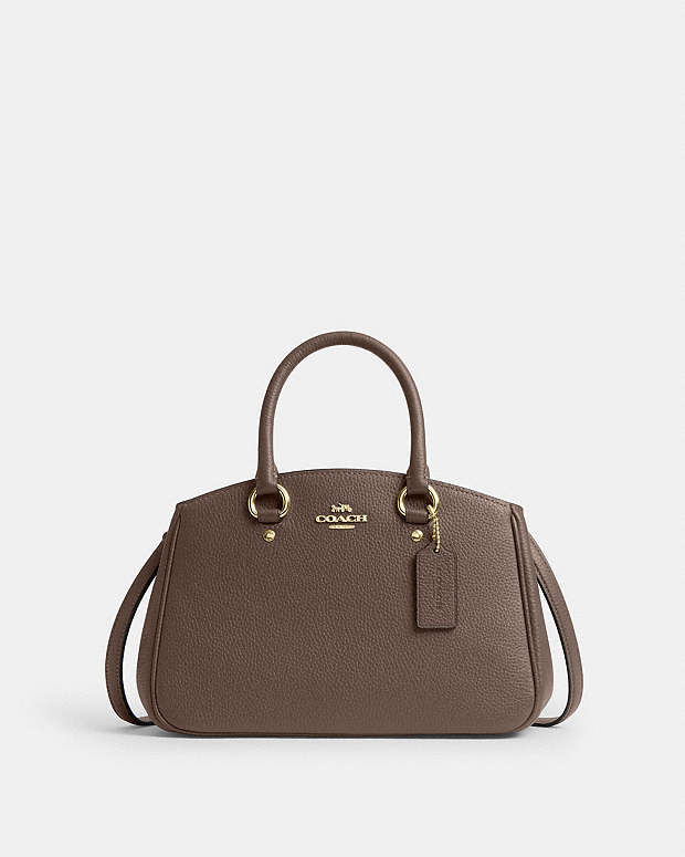 Savannah Small Carryall Bag Pebbled Leather-Gold-Dark Stone Pebbled Leather-Gold-Dark Stone