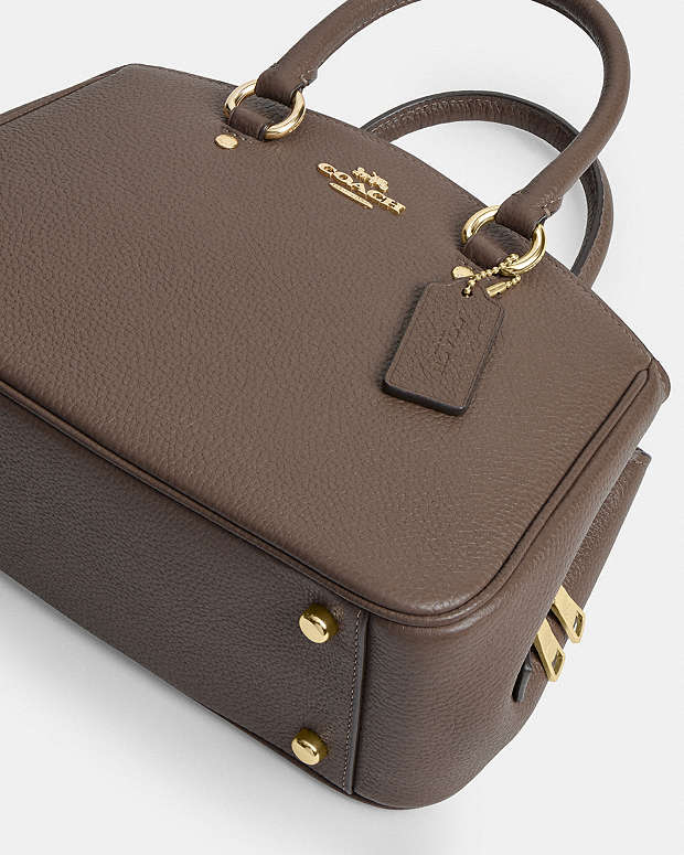 Savannah Small Carryall Bag Pebbled Leather-Gold-Dark Stone Pebbled Leather-Gold-Dark Stone