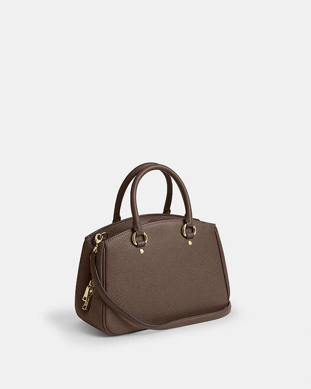 Savannah Small Carryall Bag Pebbled Leather-Gold-Dark Stone Pebbled Leather-Gold-Dark Stone