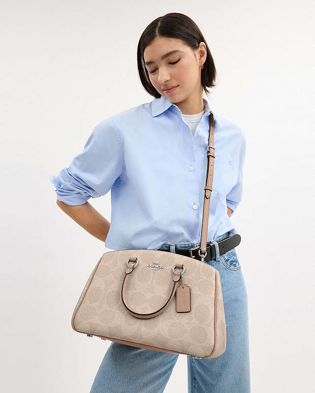 Savannah Carryall Bag In Signature Canvas Signature Canvas-Silver-Sand-Taupe Signature Canvas-Silver-Sand-Taupe