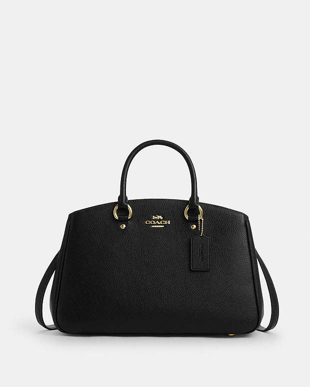Savannah Carryall Bag Pebbled Leather-Gold-Black Pebbled Leather-Gold-Black