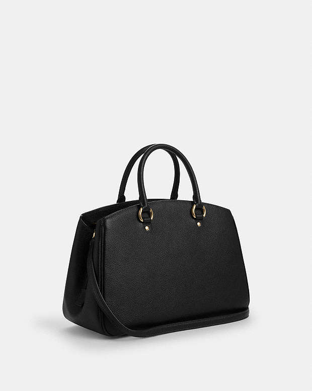 Savannah Carryall Bag Pebbled Leather-Gold-Black Pebbled Leather-Gold-Black