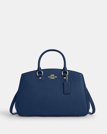 Savannah Carryall Bag Pebbled Leather-Gold-Deep Blue Pebbled Leather-Gold-Deep Blue
