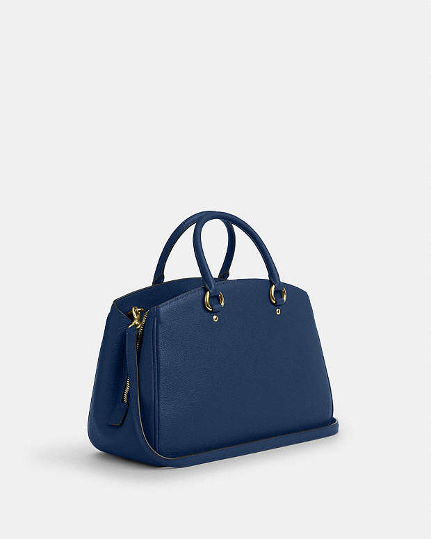 Savannah Carryall Bag Pebbled Leather-Gold-Deep Blue Pebbled Leather-Gold-Deep Blue