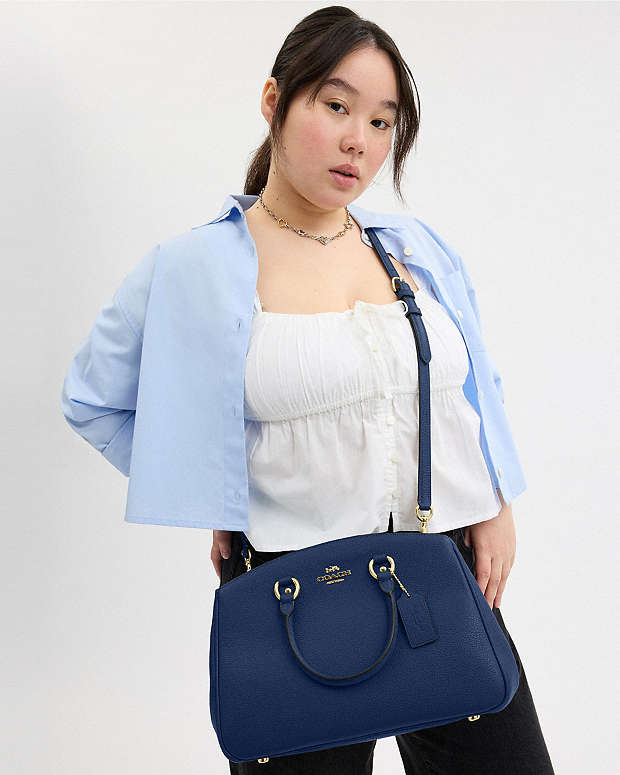 Savannah Carryall Bag Pebbled Leather-Gold-Deep Blue Pebbled Leather-Gold-Deep Blue