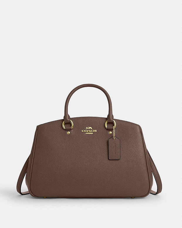 Savannah Carryall Bag Pebbled Leather-Gold-Dark Stone Pebbled Leather-Gold-Dark Stone