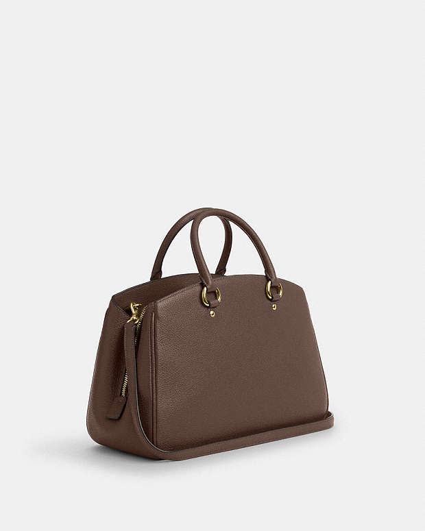 Savannah Carryall Bag Pebbled Leather-Gold-Dark Stone Pebbled Leather-Gold-Dark Stone