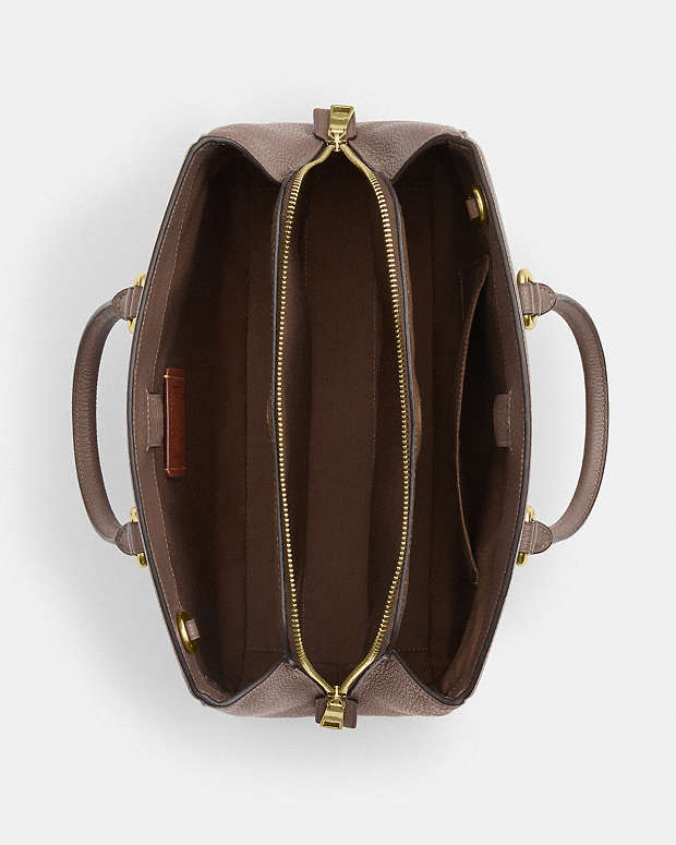 Savannah Carryall Bag Pebbled Leather-Gold-Dark Stone Pebbled Leather-Gold-Dark Stone