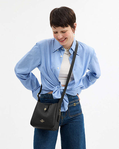 Hadley Mini Crossbody Bag Pebbled Leather-Gold-Black Pebbled Leather-Gold-Black