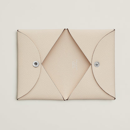  Hermes Calvi Card Holder Craie
