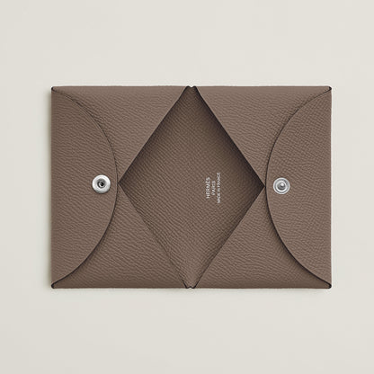  Hermes Calvi Card Holder Toupe
