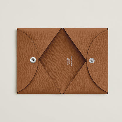  Hermes Calvi Card Holder Toupe