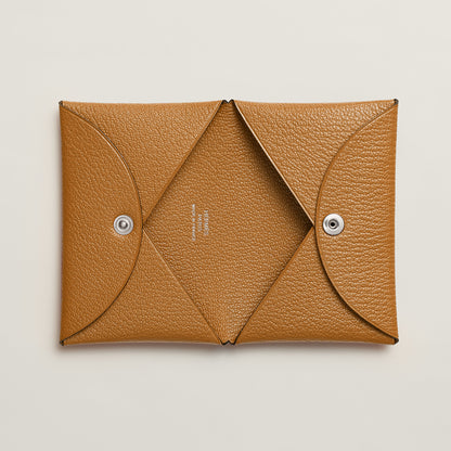  Hermes Calvi Card Holder Caramel