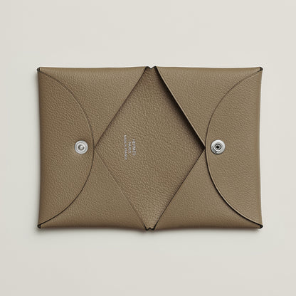  Hermes Calvi Card Holder Toupe