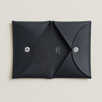  Hermes Calvi Card Holder New Bleu Ocan