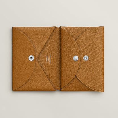  Hermes Calvi Duo Compact Card Holder Jaune Citron