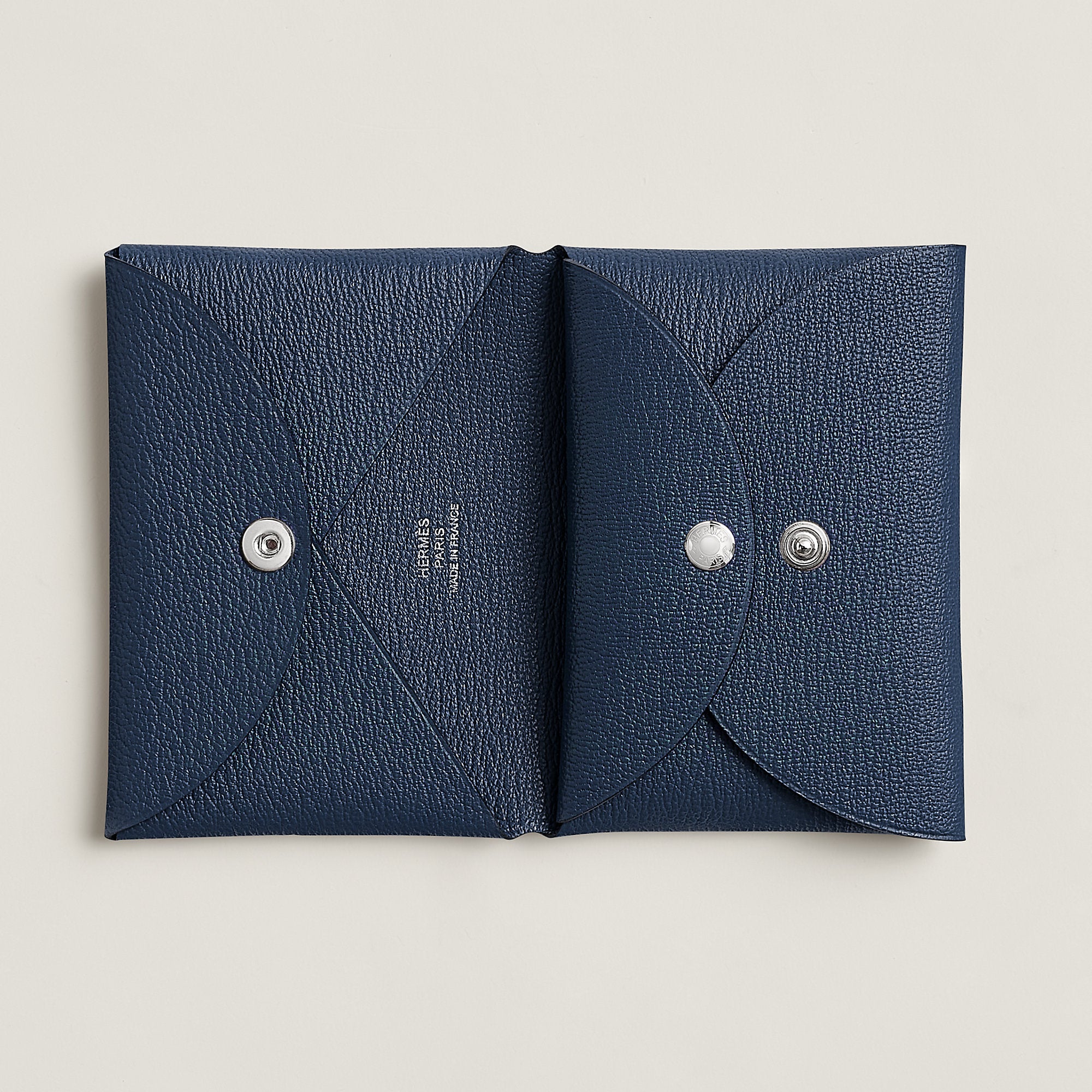  Hermes Calvi Duo Compact Card Holder Navy